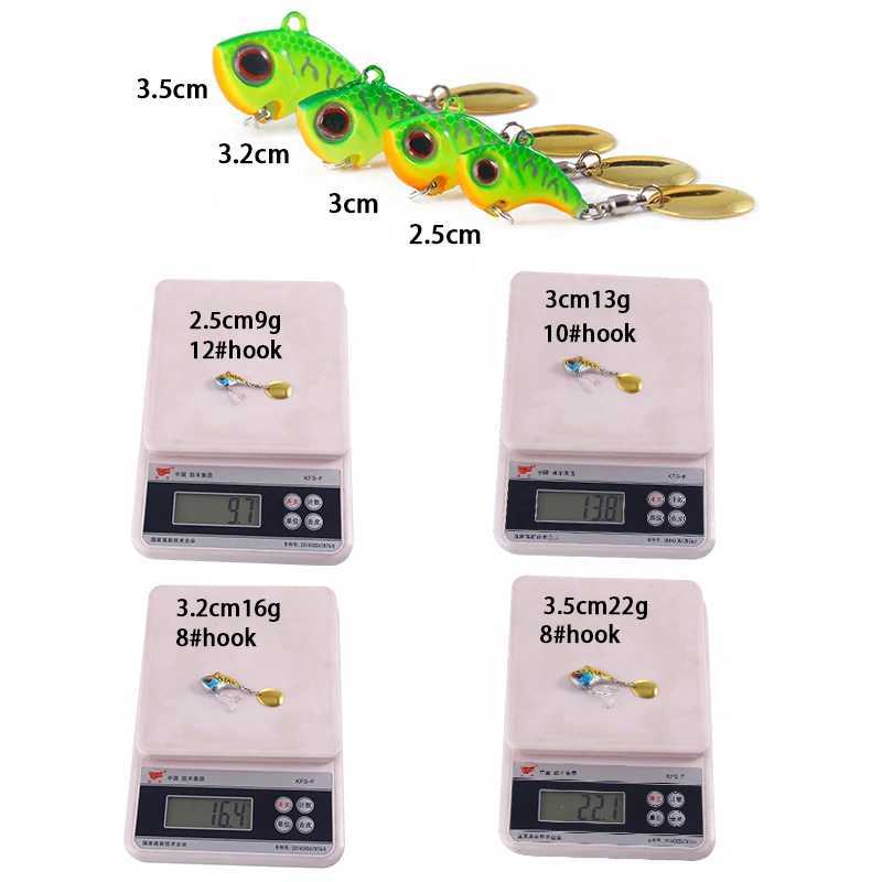 Metal VIB Lure 9g 13 g 16g 22g Fishing Lure Sinking Rotating Spoon Tail Crankbait Vibration Wobbr Pesca Fishing TackXJ241128