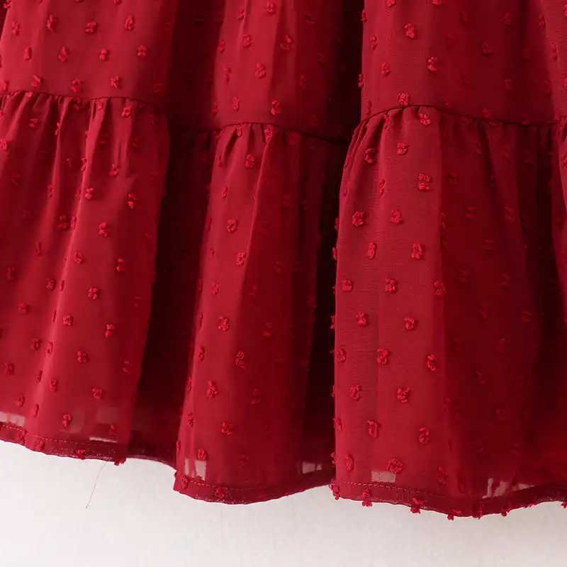 Girlymax Fall Baby Girls Kids Children Clothes Dark Red Swiss Dot Dress Knee Length Tutu Skirt Long SleeveXJ241206