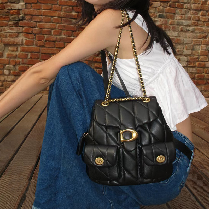 New Fashion High-quality Small Fragrant Rhombus Schoolbag Backpack Simple Texture Commuter Travel Backpack Large-capacity Bag
