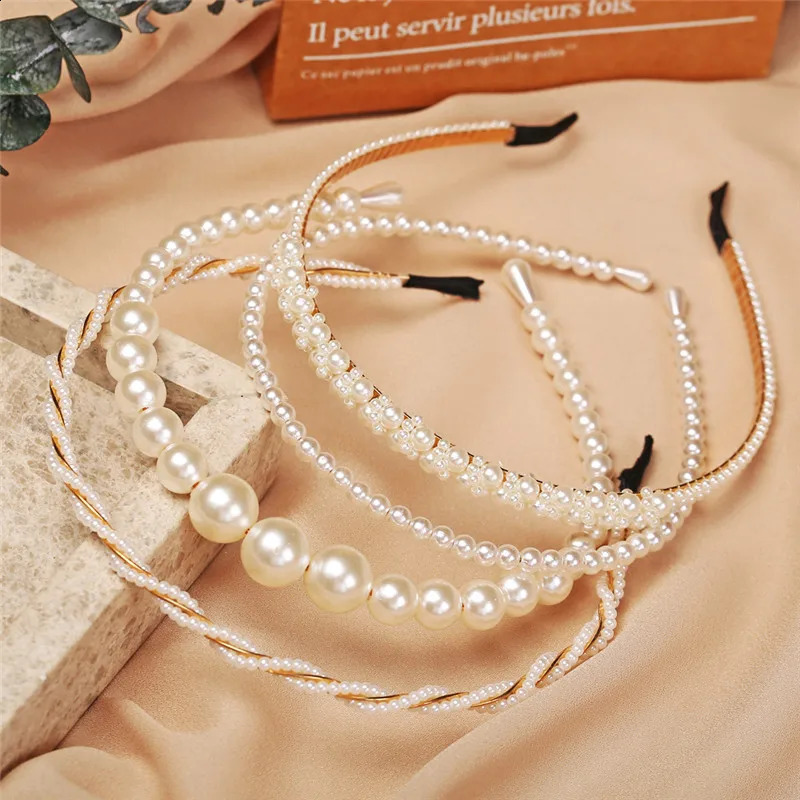 Modyle Fashion Full Pearl Hairbands Elastic Flower Women Hair Hoop Bands Headband Bezel Girls Accessories Headdress 241122