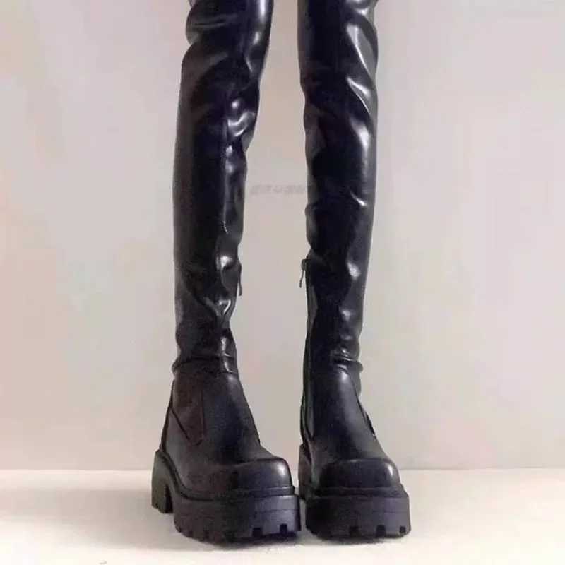 High Quality Warm put your toes on your knees warm thick boots slim winter ladies high H Fem shoes T241206