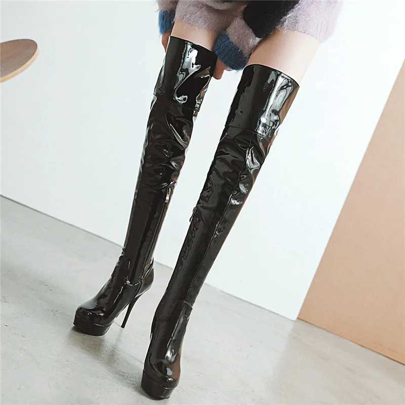 High Quality Fi Thigh High Boots Wen Autumn Winter Sexy Platform High Over Knee Boots White Shoes Wan Plus Size 48 T241206