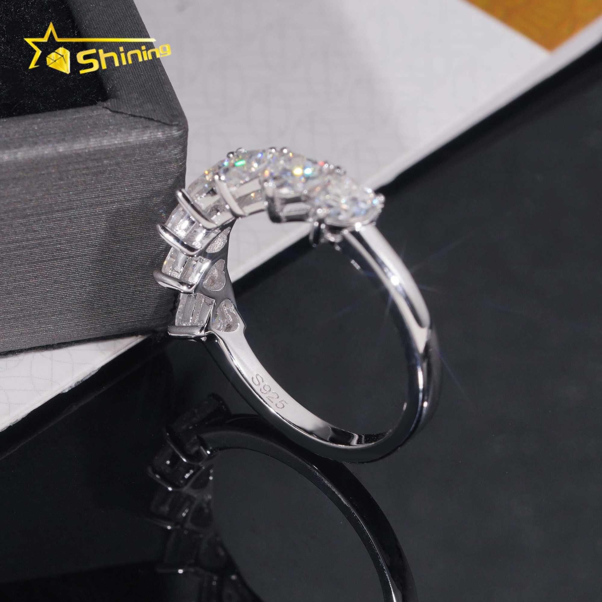 Hot Sale Factory Price 925 Sterling Silver Heart 4mm Half Eternity Moissanite Rings for Women