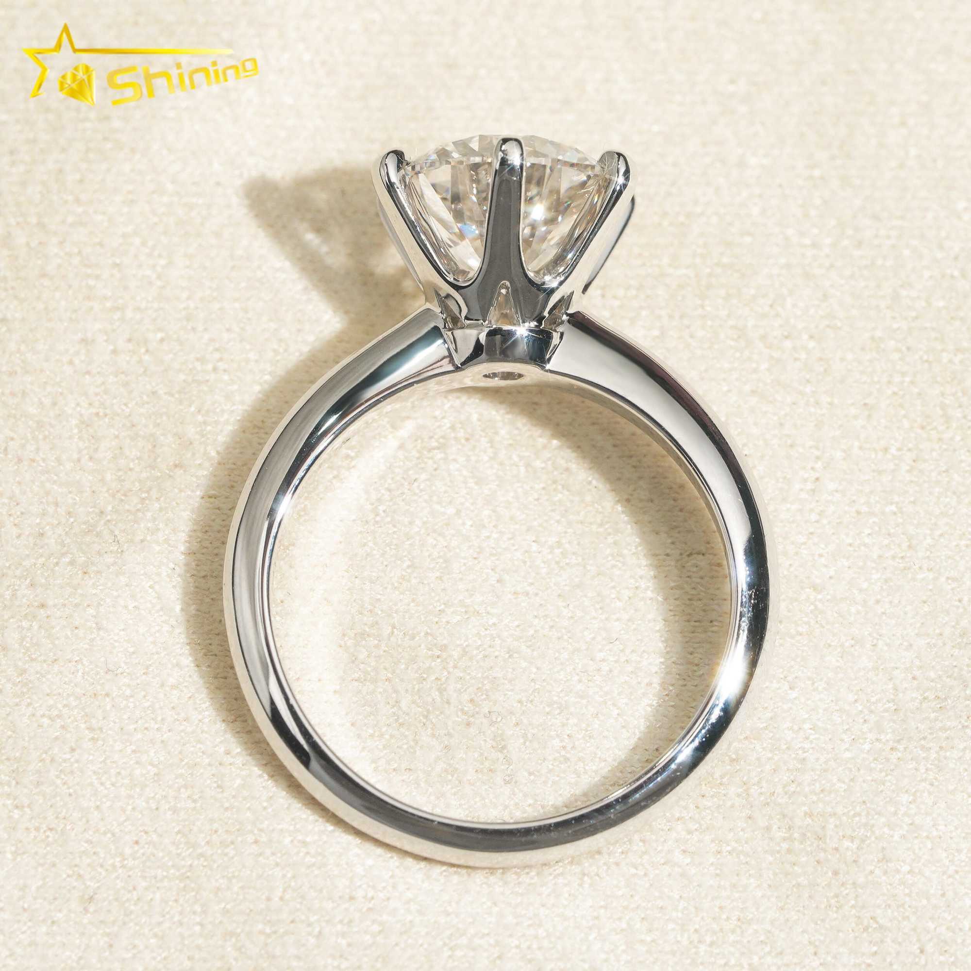 With Certificate Classic 6 Claws Solitaire Round Brilliant Cut 2ct VS2 Lab Grown Diamond CVD Engagement Ring 18K Solid Gold