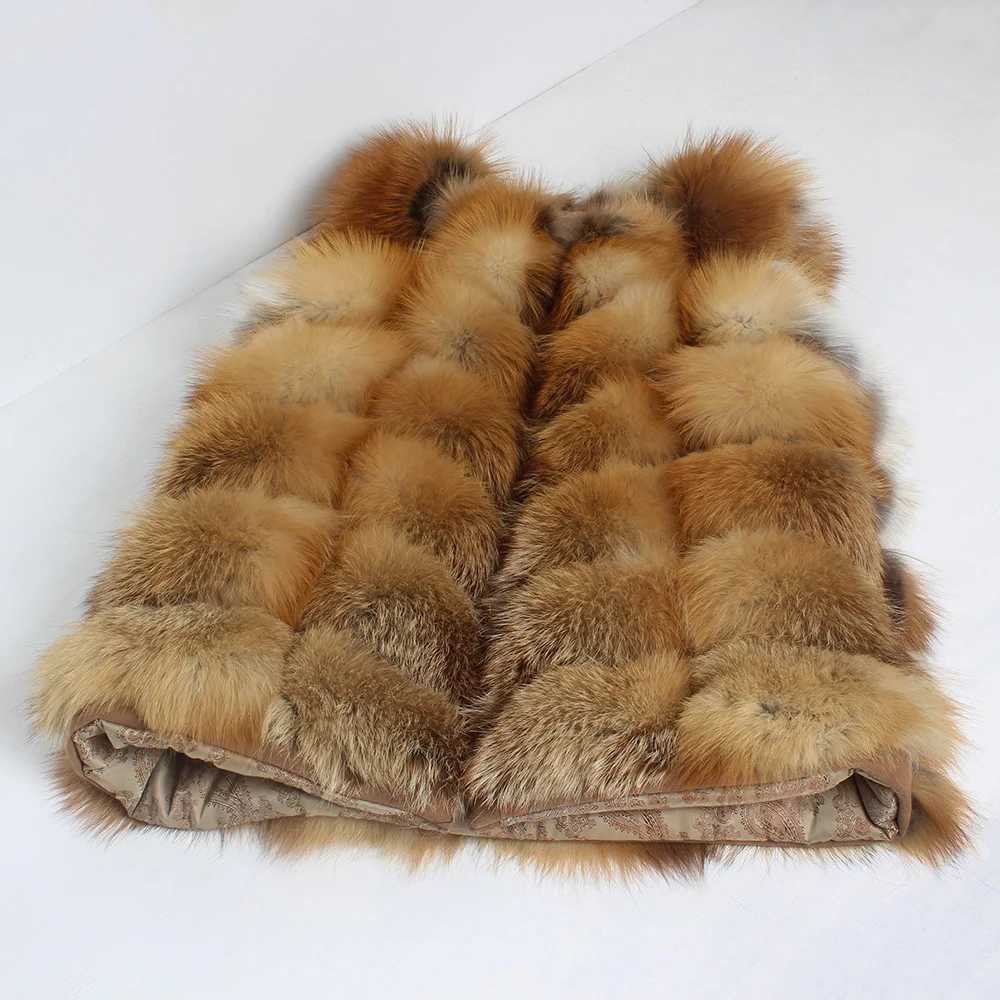 Winter Women Genuine Red Fur Vest Fashion Warm 100%Natural Fluffy Fur Gilet Lady Luxury Real Fur Sveless JacketXJ241206
