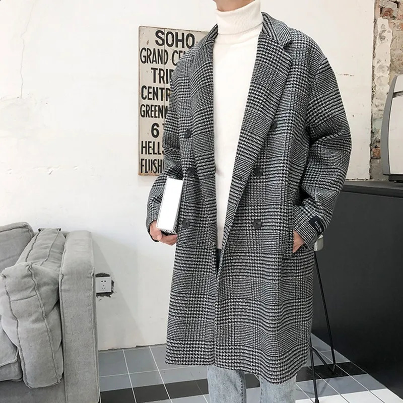 Winter Mens Long Coat Hound Stone Warm Wool Mens Long Coat Winter Mens Long Coat Korean Clothing Review 241204