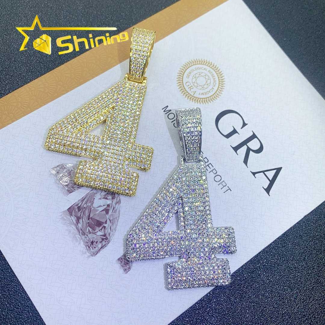 Moissanite Hip Hop Jewelry 925 Silver Number Pendants Gold Plated Rapper Fashion Iced Out Moissanite Diamond Pendants
