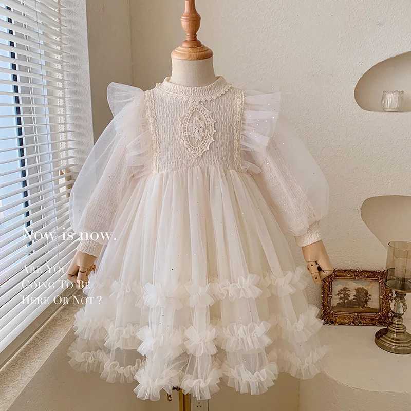 Mesh Dress New Korean Western Sle Fashion Skirt Baby Girls Toddlers Autumn ClothingXJ241206