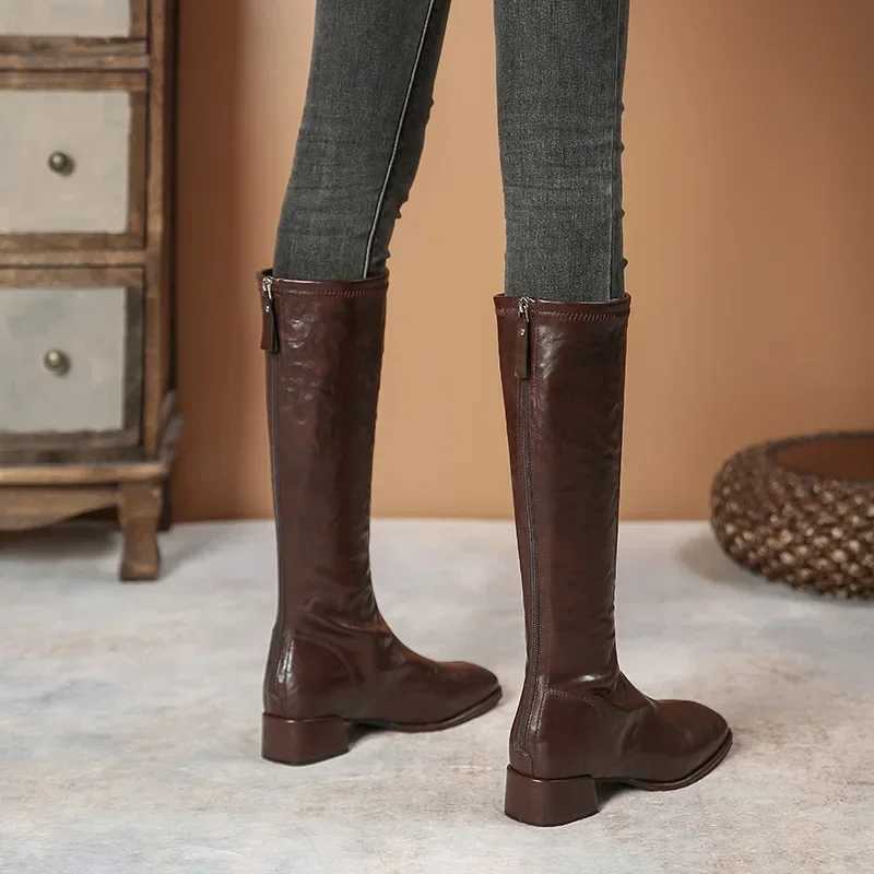 High Quality Luxury Wens boots high quality square Toe Wens Ankle boots Fi Med High H Wens shoes English knee high boots T241206