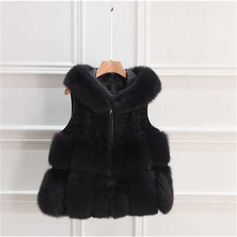 Fur Vest Fe Short 2021 New Casual Korean Fashion Fur One Piece Imitation Fur Hooded Vest Thin Waistcoat High QualityXJ241206