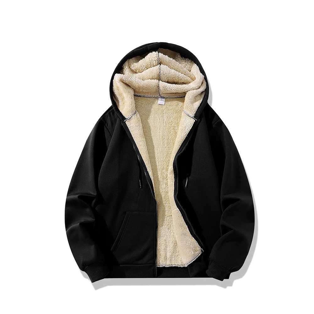 High Quality Fleece Jackets Mens Winter Plus-Size Jacket Windproof Warm Thick Coat Solid Color Cotton Jacket Men Hooded CoatsXJ241206