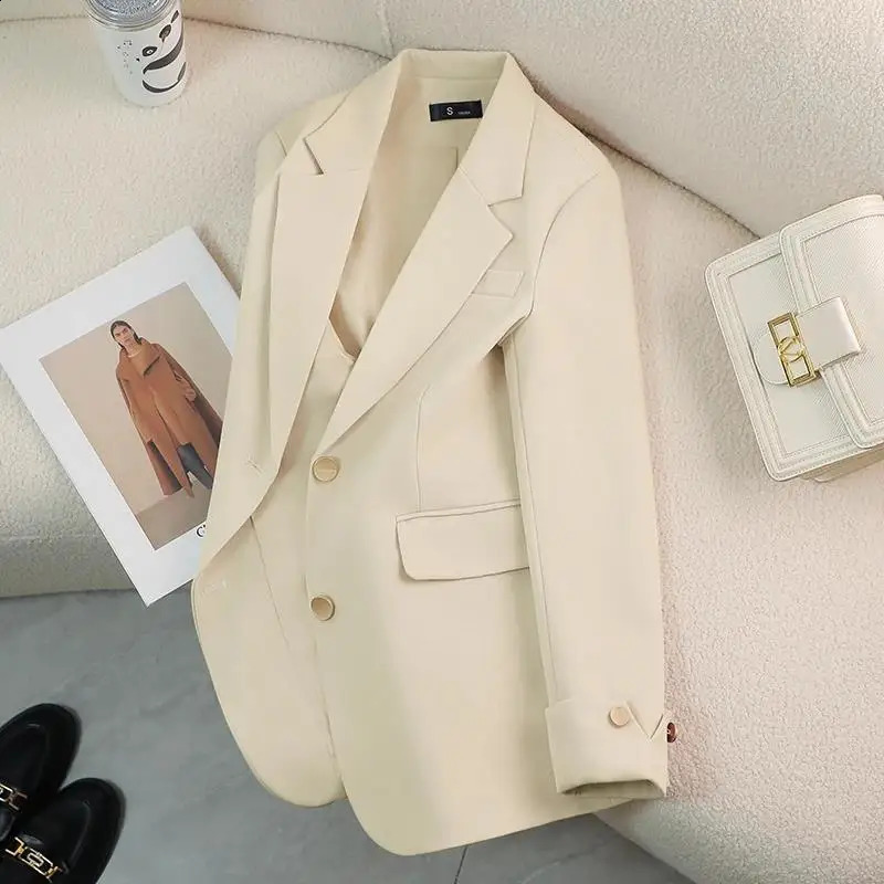 Autumn Blazers Femme 2024 Korean Fashion Office Lady Formal Jackets Coats Elegant Outerwears Long Sleeve Casual Solid Tops 241204