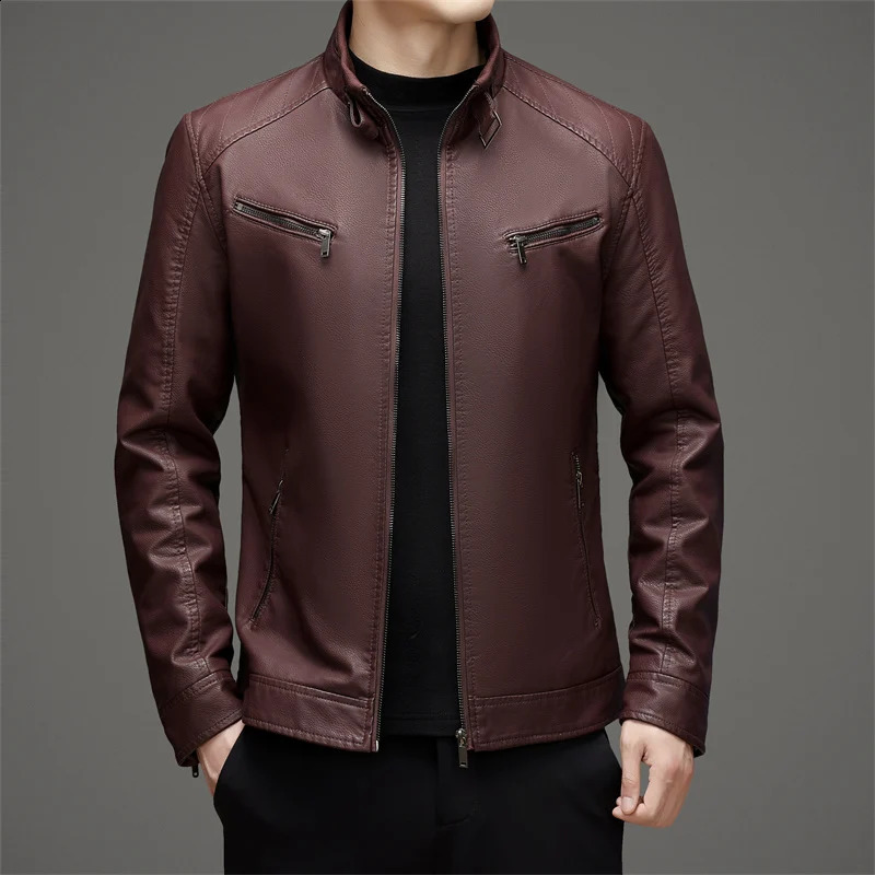 Clothing Mens Fashion Handsome Casual Leather Jackets Men Outwear Warm Biker PU Motorcycle Jacket 241202