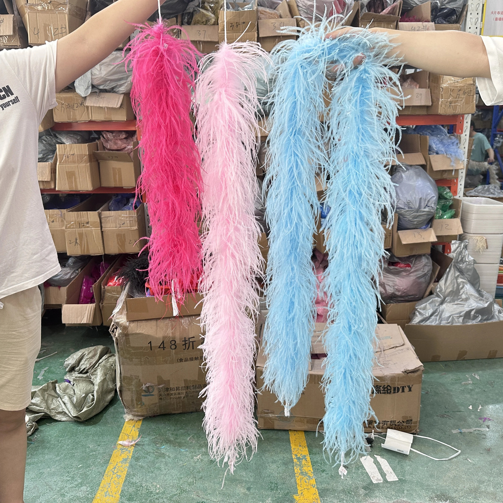 0.5-3 meter colorful ostrich feather Boas 6-layer natural feather decoration used for wedding clothing sewing accessories ruffled edge craft shawl 241