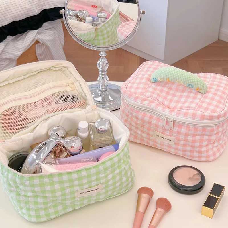 Persality Women Tote Cott Makeup Bag Portable Large Capacity Travel Organizer Cosmetic W Pouch Ladies Make Up Storage BagXJ241206
