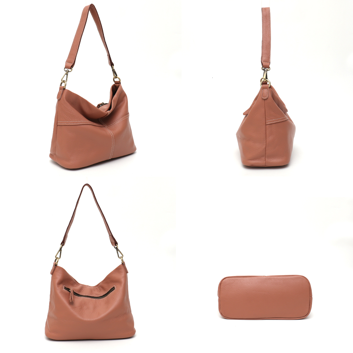 Vintage Casual Genuine Leather Hobo Bag For Women Natural Skin Es Patchwork Cross Body Shoulder Handbag Bucket Daily Purse