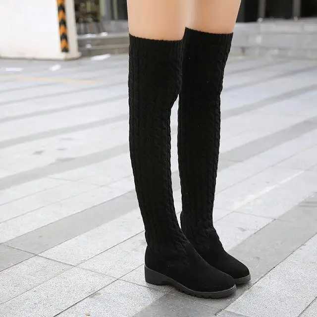 High Quality Autumn/Winter New Fi Knitted Wool High Socks Suitable for Lg Elastic Tight Boots on Warm Wedge Knees T241206
