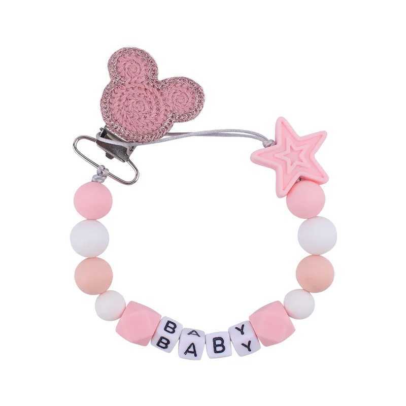 Pacifier Holders Clips# Ins Baby Personalized Name Cartoon Pacifier Clips Chain Dummy Holder Teething Soother Chew Toy Clip Newborn Accessories BPA Fr