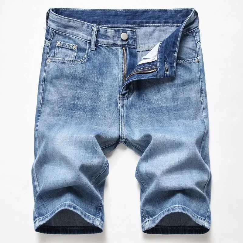 Summer New Mens Denim Shorts Blue Straight Slim Fit Fashionable Ripped Short Jeans Hip Hop High Street Casual Shorts MaleXJ241206