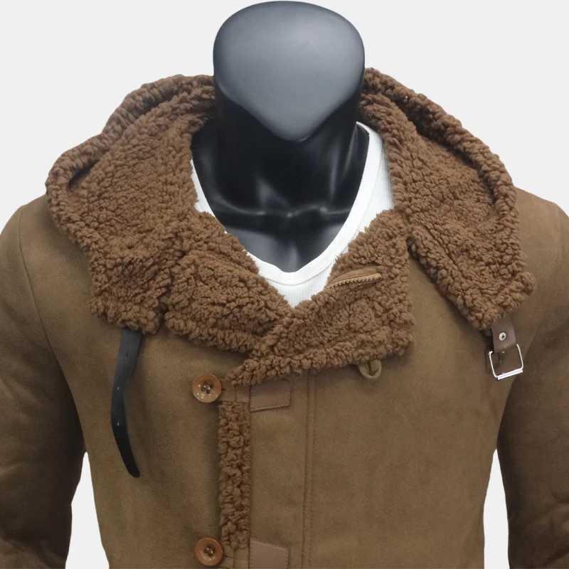Jacket Mans Clothing Winter Biker Style Fleece Liner Jackets Male Streetwear Outerwears Faux Fur EU SizeXJ241206