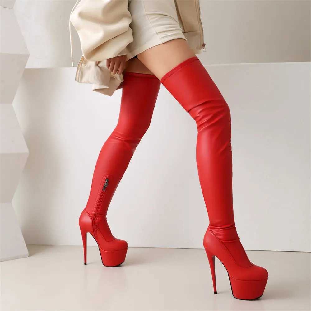 High Quality Plus Size 46 Sexy Over The Knee Boots Wen Neutral Drag Stiletto High H Platform Boots Party Dance Strip Club Shoes T241206