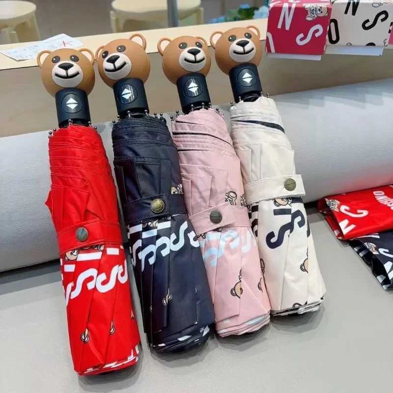 New Arrival New Creative Bear Umbrella Cartoon Printing Suitable for Warm Black Rubber Sunscreen and UV Protection Authentic Z241206
