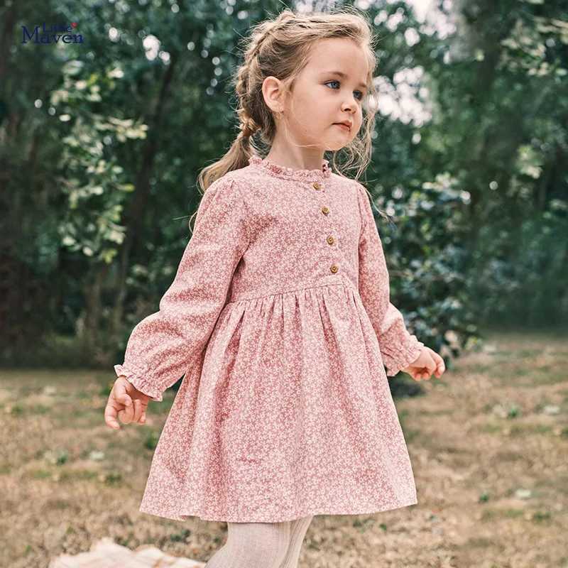 Casual Skirt Girl Dress Autumn Pink Floral Sle 100 Cotton Long-sleeved Childrens Skirt Princess Skirt Outer Wear Simple SleXJ241206