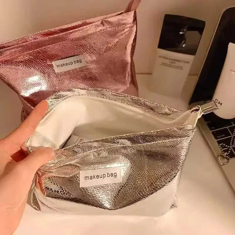 Portable Large Capacity Shiny Sequins Cosmetic Bags Sier Champagne for Women Toiletries Skincare Storage Bag Make Up PouchXJ241206