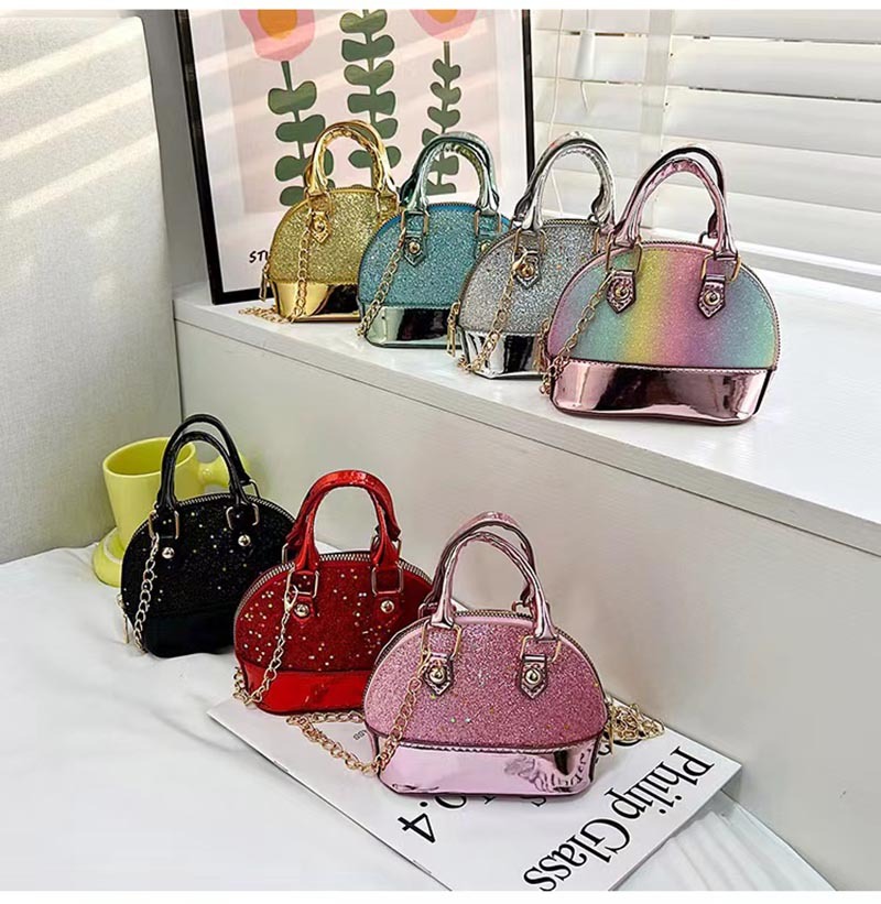 New Fashion Handbag PU Mini Shoulder Bag Durable Shiny Small Hand Bag Coin Wallet Little Girl Chain Crossbody Bag bag