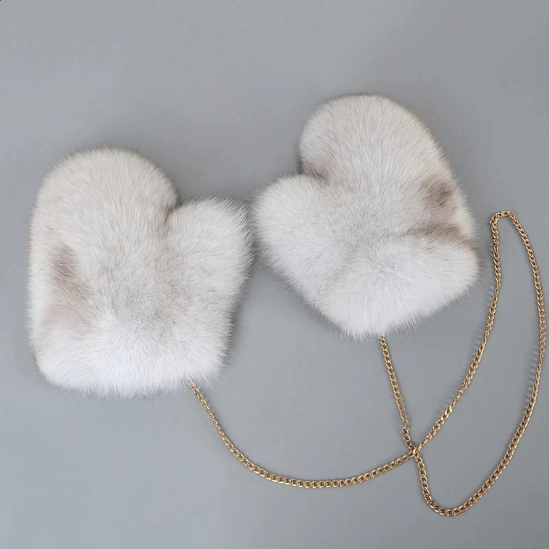 Winter Womens Natural Fox Fur Gloves Warm 100% Genuine Fox Fur Gloves for Girls Fashion Genuine Fox Fur Gloves 241206