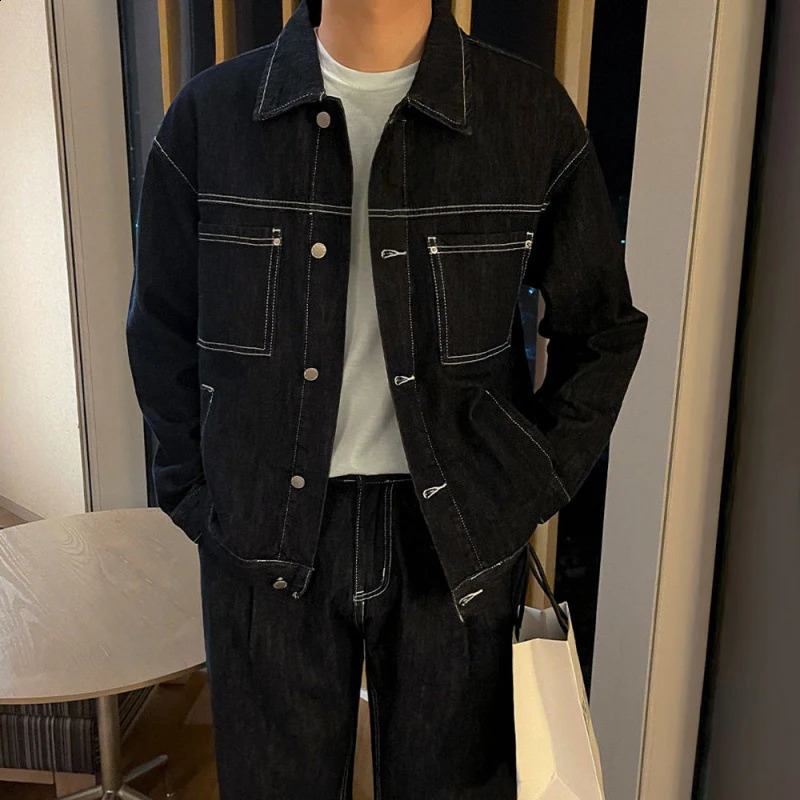 IEFB Autumn Trend Mens Denim Set Korean Style Fashion Jean Jacket Suits Straight Leg Casual Jeans Street Two Piece 9C1030 241205