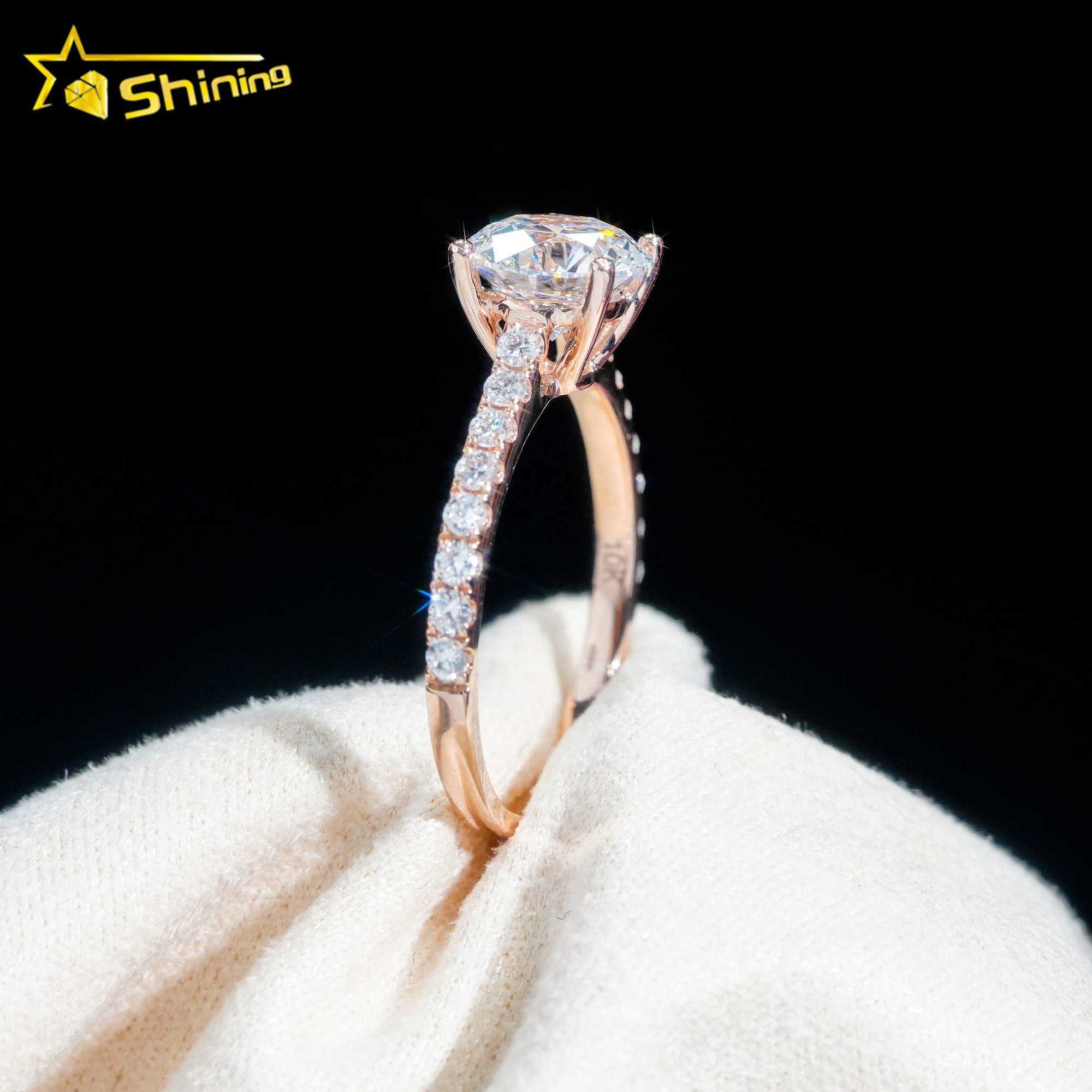 With GIA Certificate Women Jewelry Round Brilliant Cut 1.01ct 10K Real Gold D Color Lab Diamond Wedding Ring