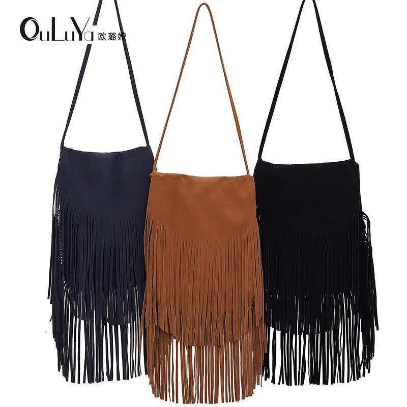 Niche tassel double-sided velvet 2025 autumn and winter casual fashion single shoulder crossbody women's bag