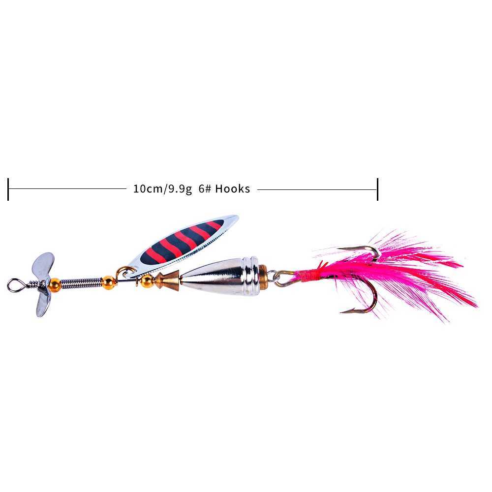 10cm 9.9g Spinner Spoon Bass Lure Metal sequins Bait Fishing Lures for Lake Sea Pike Carp Fishing with feather HookXJ241128