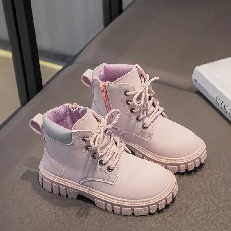 British Sle Boy Ankle Boots Autumn Retro Versatile Kids Shoes Soft Leather Pink Girls Boots Fashion Children Sneaker Size26-37XJ241206