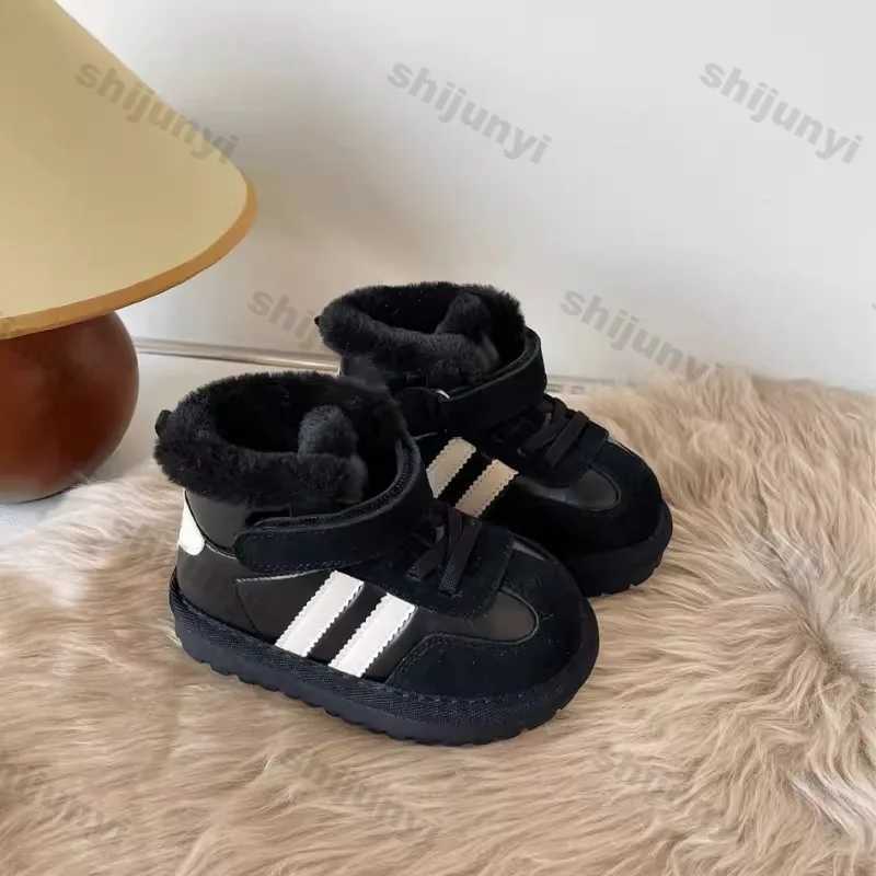 Winter Childrens Baby Boots 2024 New Plush Comfortable Warm Cotton Shoes Children Anti Kick Plush Anti Slip Outdoor Snow BootsXJ241206