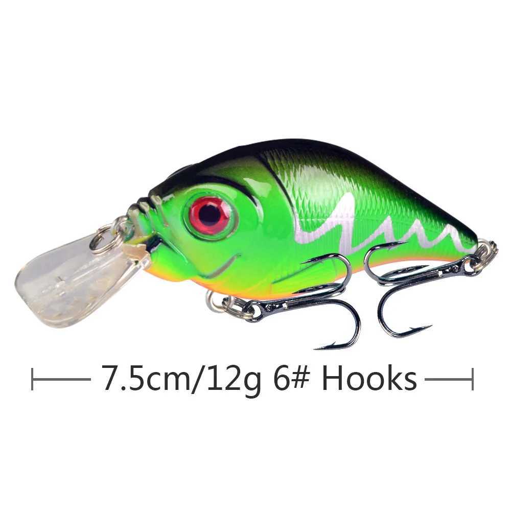 1pcs 7.5cm 12g Hard VIB Lures Fishing Minnow Bait Treb Hooks Sinking Crankbait Wobbrs Fishing Tack 3D EyesXJ241128