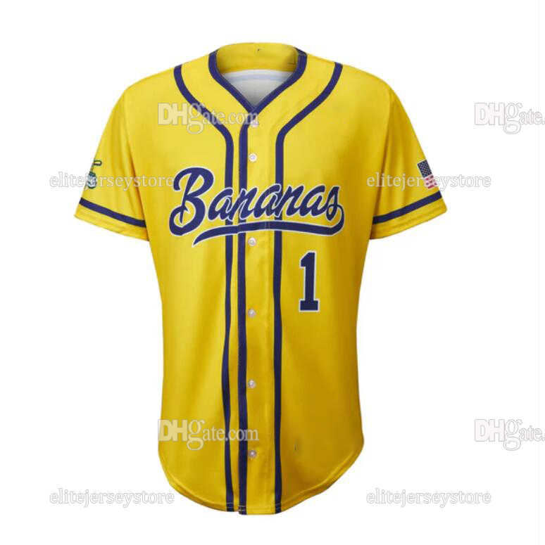 Savannah Bananas Baseball Jersey Noah Bridges Jackson Olson Eric Jones Noah Niznik Adam Virant Zack Gillum Reese Alexiades Ryan Cox Kyle Luigs Eric Jo