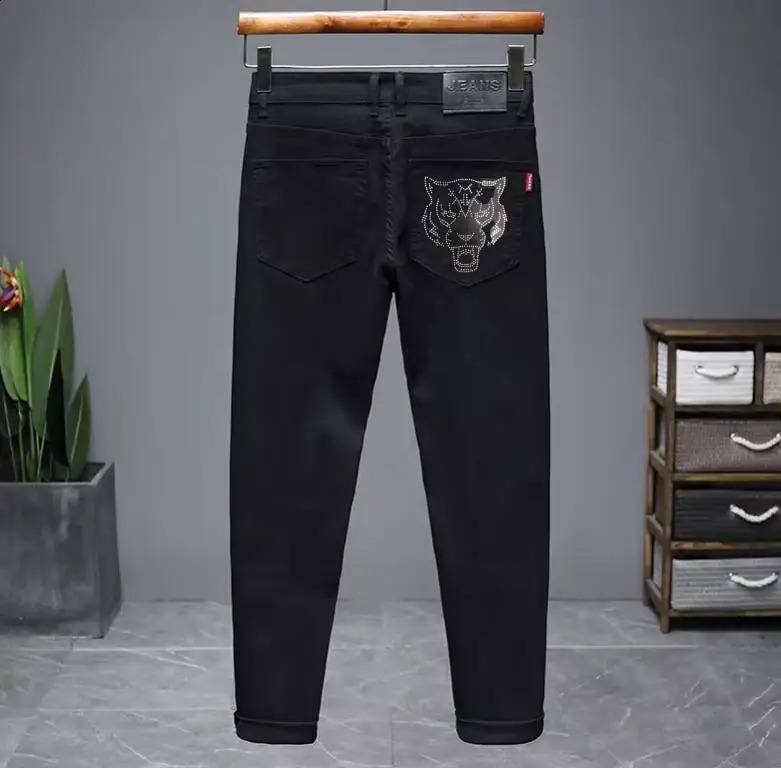 ly ed Rhinestone jeans for mens mens clothing Trouser mens clothing 241206