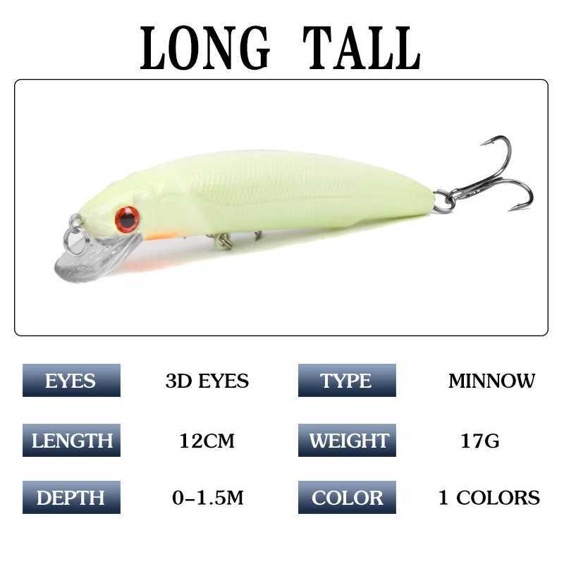 1Pcs 12cm 17g 3D Luminous Night Fishing Baits Minnow Lure With Hooks Isca Artificial Hard Crankbaits Bass Pike Carp FishingXJ241128