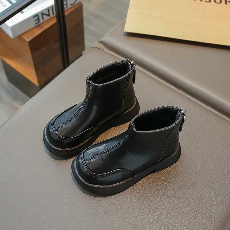 Simple Retro Girls Leather Boot 2024 New Fashion Children Short Boot Soft Sole Versatile Princess Ankle Boots Non-slip Kids ShoeXJ241206