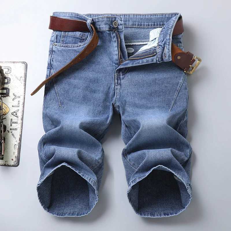 Summer New Style Mens Appliques Denim Shorts Blue Black Loose Straight Stretch Casual Jeans Shorts Men ClothingXJ241206