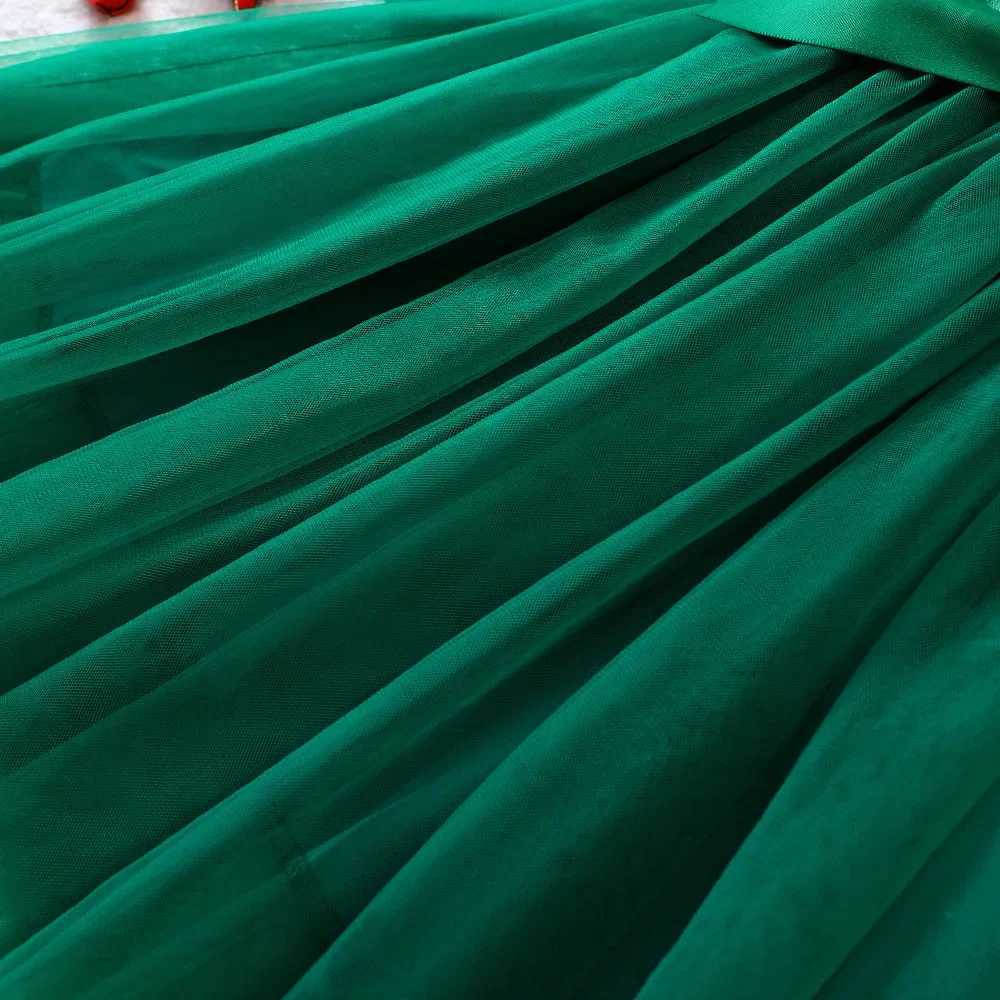 Ceeniu 2-7Y Kids Christmas Dresses For Girls Green Mesh Princess Dress For New Year Par Childrens Costume Festival ClothingXJ241206