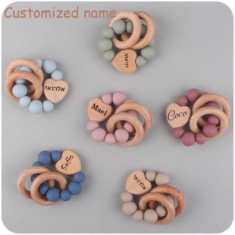 Pacifier Holders Clips# Personalized Customized Name Baby Pacifier Clips Chains Teething Bracelet Toy DIY Beech Wood Silicone Beads Dummy Nipple Holde
