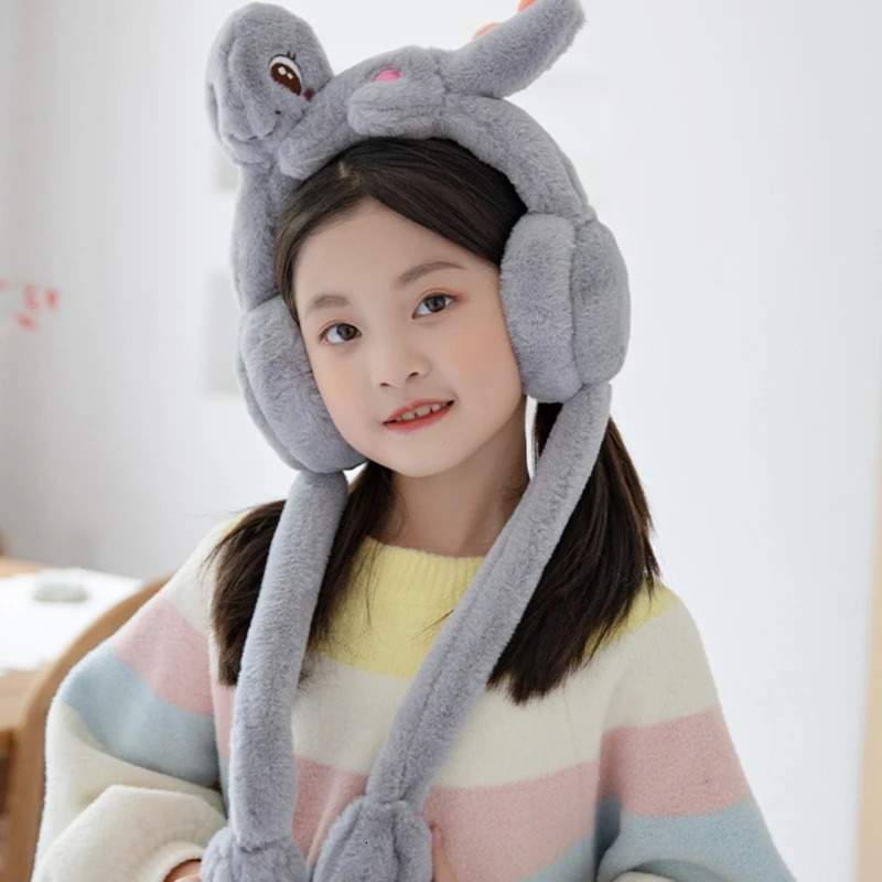 Animal hat with sport Dianosaur earrings jumping head hat plush earmuffs childrens earmuffs wool earmuffs 241205