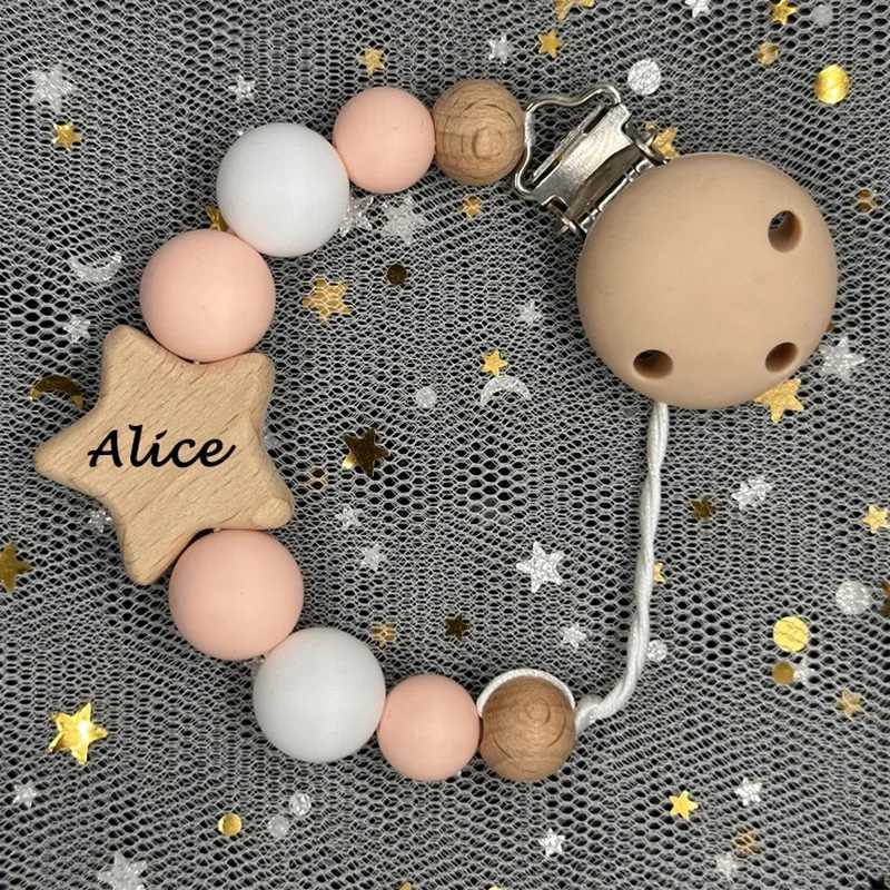 Pacifier Holders Clips# Custom Name Beech Clip Choose Font Personalized Baby Pacifier Chain Silicone Bead Dummy Nipple Holder Teether Chain Newborn Gi