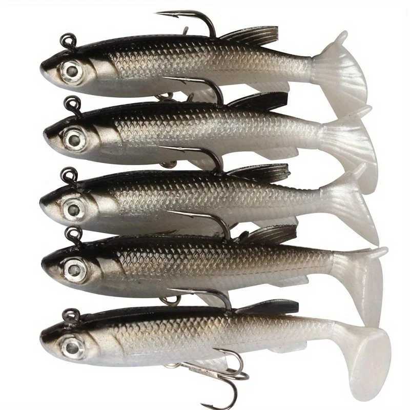 5pcs/Lot Jig Hook Silicone Soft Bait Set Swimbait 8cm 12.5g Fishing Wobbrs Artificial Rubber Baits for Pike Bass Lure TackXJ241128