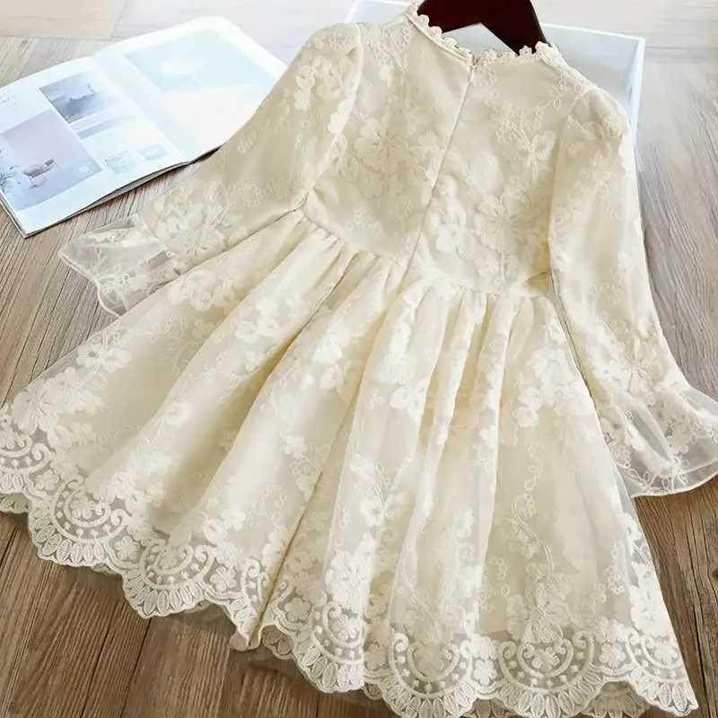 Kids Dresses For Girls Flower Lace Tulle Dress Wedding Little Girl Ceremony Par Birthday Dress Children Autumn Casual ClothingXJ241206