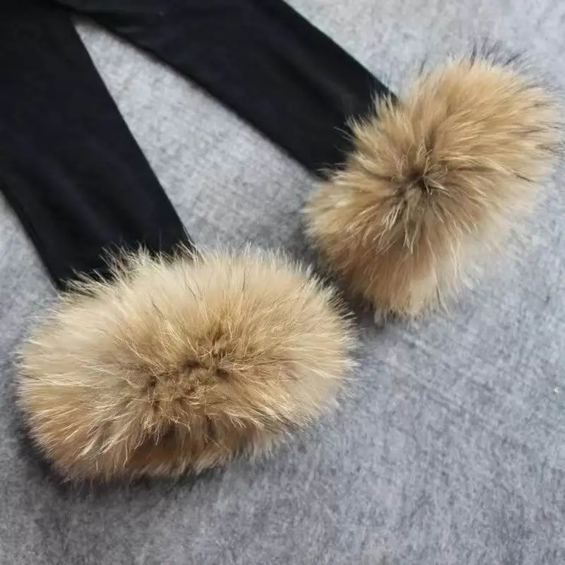 8-Color DIY Natural Leather Cuff Warmer Genuine Raccoon Fur Boots Cuff Sleeves Womens Winter Coat Down Gloves 241206