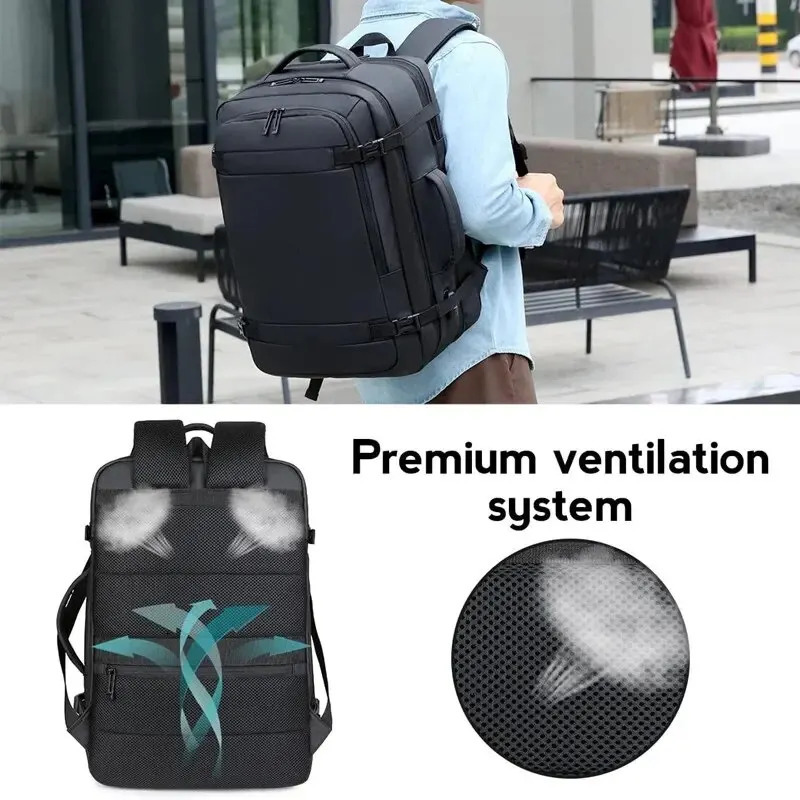45 Large-Capacity Business Travel Shoulder Bag Expandable Multifunctional USB Charging Mens Waterproof Backpacks 241206